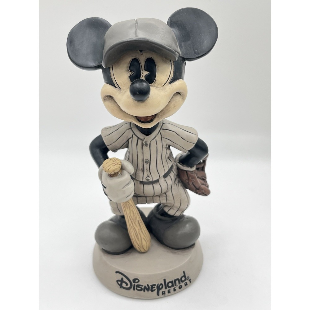 Disneyland Mickey Mouse Baseball Player Figurine Bat Glove Disney Collectible 8"